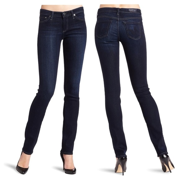 AG The Premiere Skinny Straight Dark Wash Low Rise Jeans - Picture 1 of 12